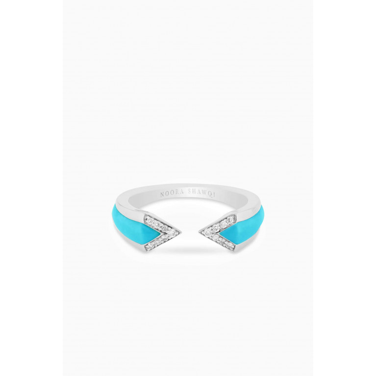 Noora Shawqi - Junonia Diamonds & Turquoise Ring in 18kt White Gold