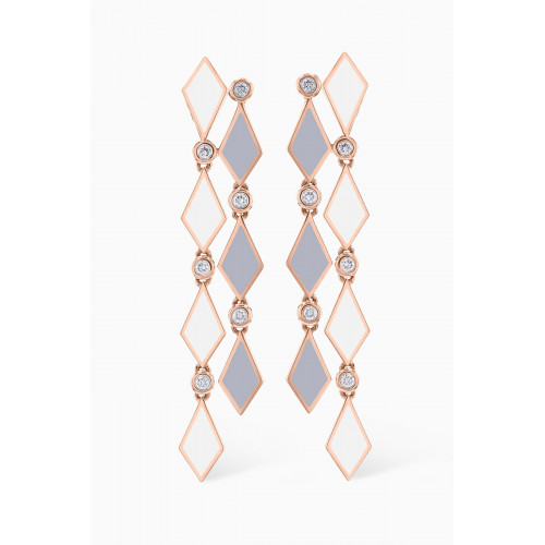 Noora Shawqi - Mosaic Diamond & Enamel Drop Earrings in 18kt Rose Gold Grey