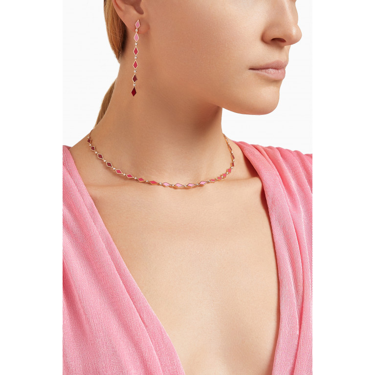 Noora Shawqi - Ombre Diamond & Enamel Drop Earrings in 18kt Rose Gold