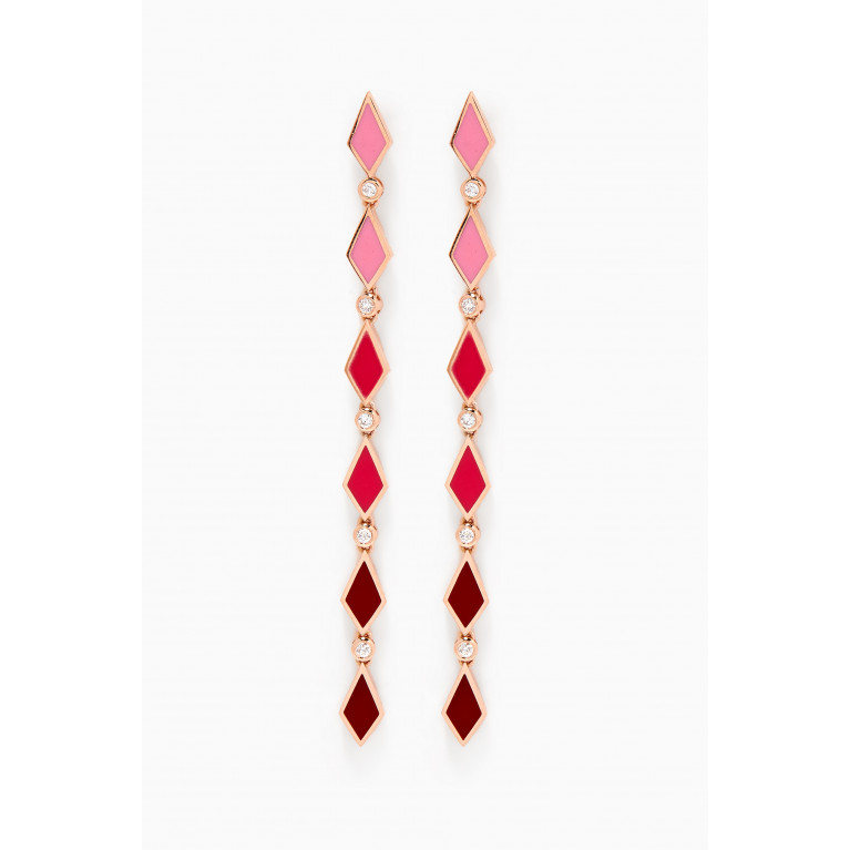 Noora Shawqi - Ombre Diamond & Enamel Drop Earrings in 18kt Rose Gold