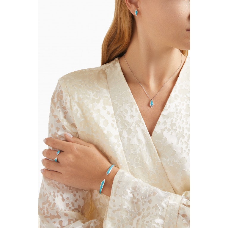 Noora Shawqi - Junonia Diamond & Turquoise Studs in 18kt White Gold
