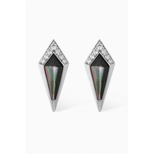 Noora Shawqi - Junonia Diamond & Mother of Pearl Studs in 18kt White Gold