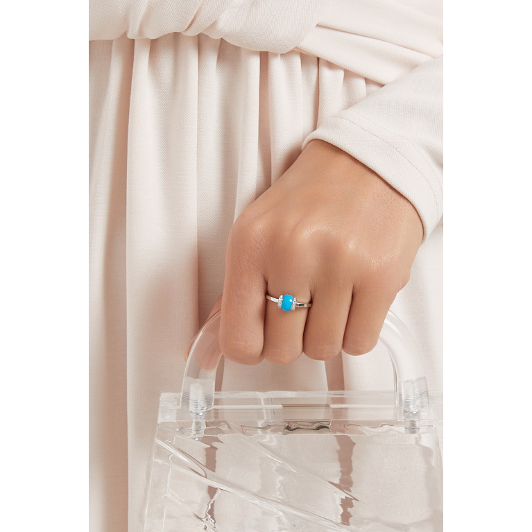 Noora Shawqi - Single Cerith Diamond & Turquoise Ring in 18kt White Gold