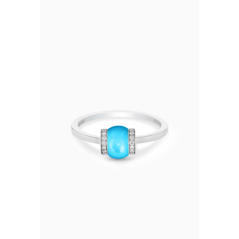 Noora Shawqi - Single Cerith Diamond & Turquoise Ring in 18kt White Gold