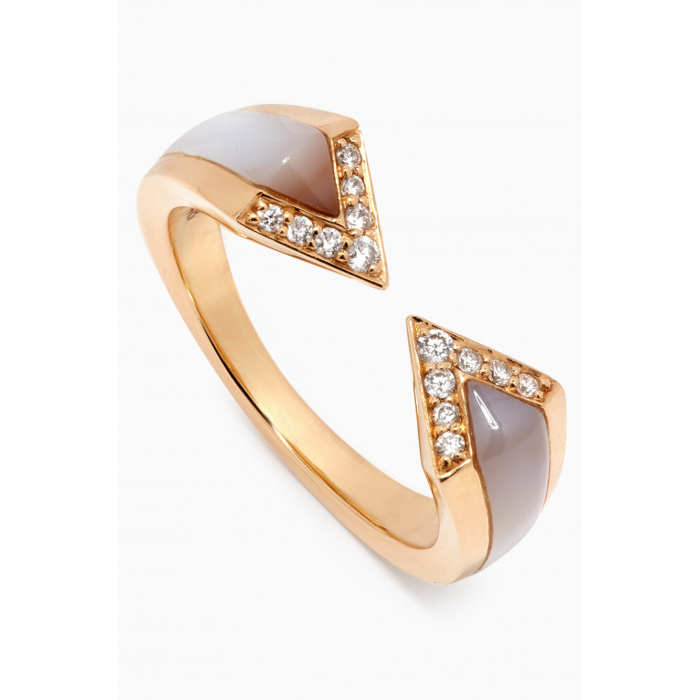 Noora Shawqi - Junonia Diamonds & Mother of Pearl Ring in 18kt Rose Gold