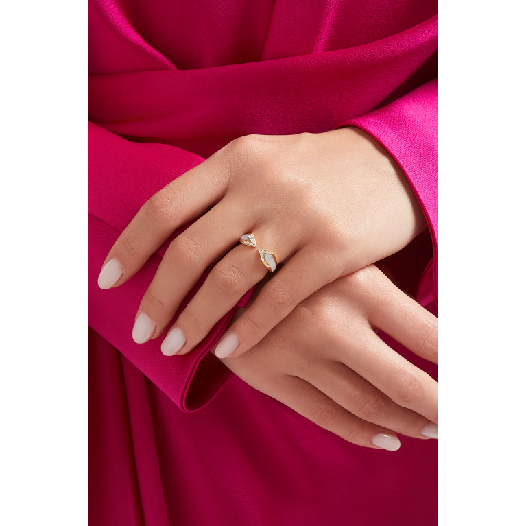 Noora Shawqi - Junonia Diamonds & Mother of Pearl Ring in 18kt Rose Gold