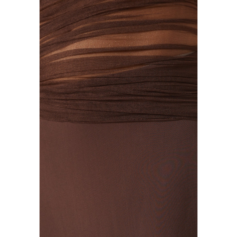 Christopher Esber - Contrast Sheer Panel Maxi Dress in Silk & Tulle