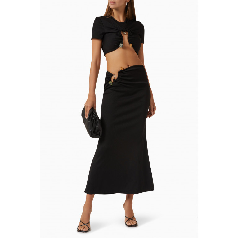Christopher Esber - Ruched Quartz Ribbed Crop Top in Stretch-jersey