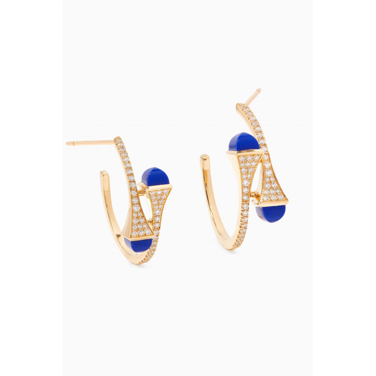 Marli - Cleo Diamond & Lapis Lazuli Hoop Earrings in 18kt Gold
