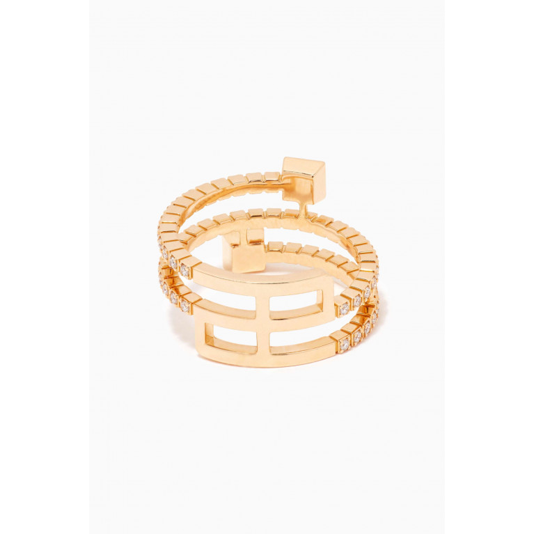 Marli - Cleo Lotus Twist Diamond & White Agate Ring in 18kt Gold