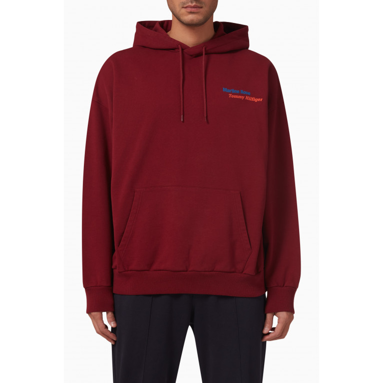 Tommy Jeans - Hoodie in Organic Cotton Fleece Red