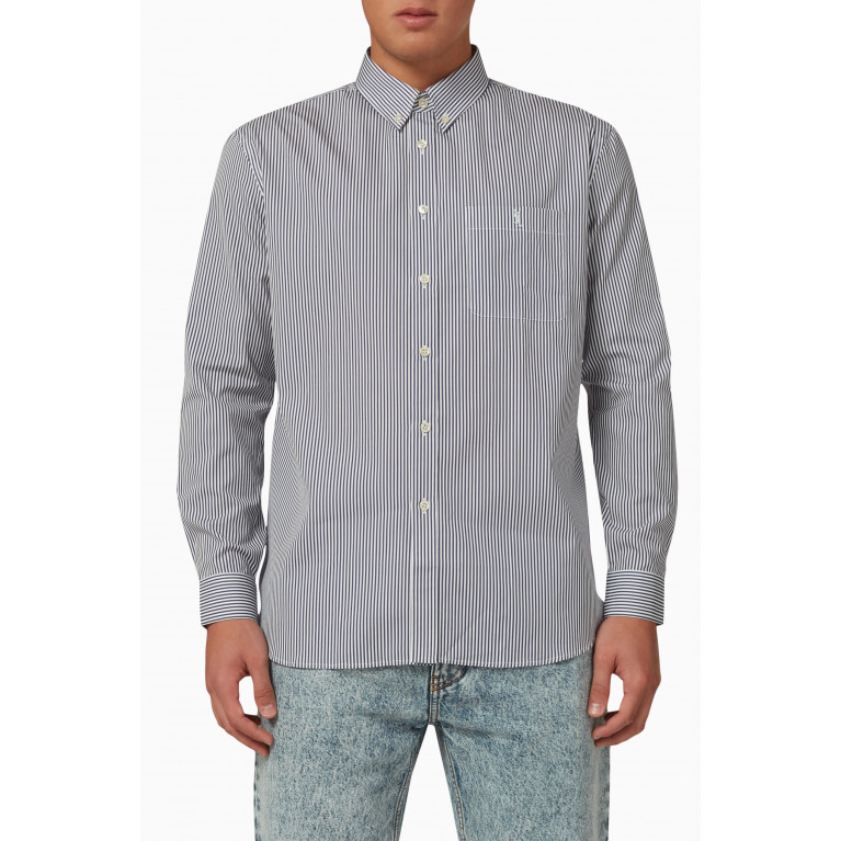 Saint Laurent - Monogram Striped Shirt in Cotton-poplin