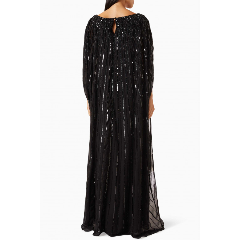 Mac Duggal - Embellished Cape Gown in Tulle Black