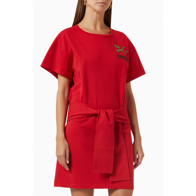 Kenzo - Tiger Talk K T-shirt Mini Dress in Cotton-jersey Red
