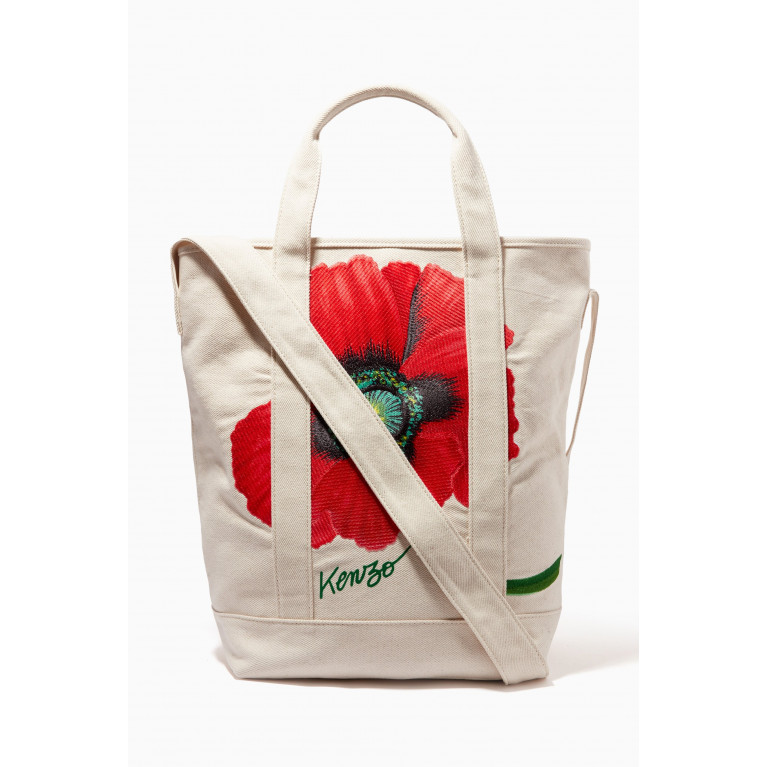 Kenzo - Poppy Tote Bag in Cotton Canvas Neutral
