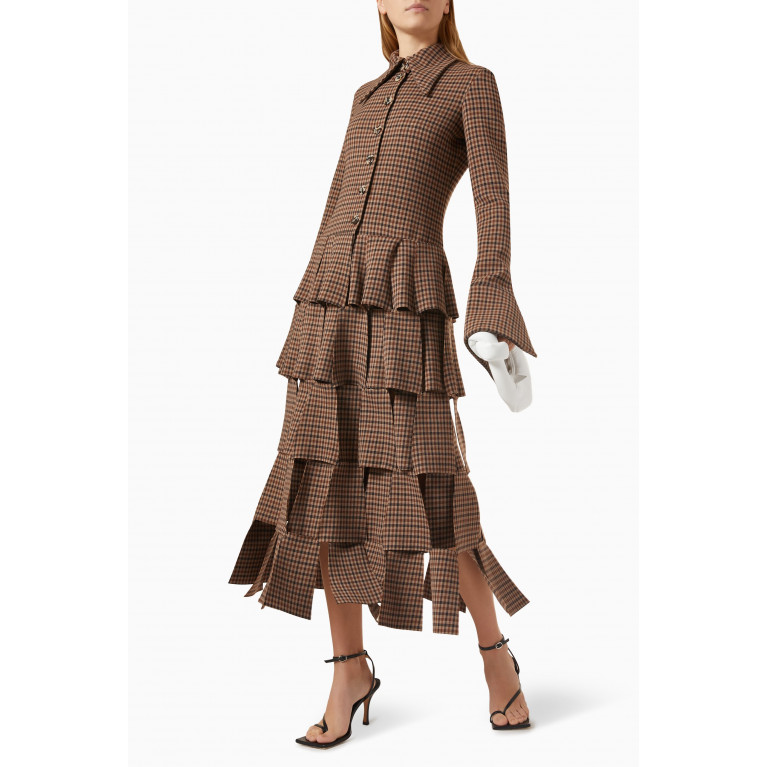 A.W.A.K.E Mode - Laser-cut Maxi Dress in Stretch-wool