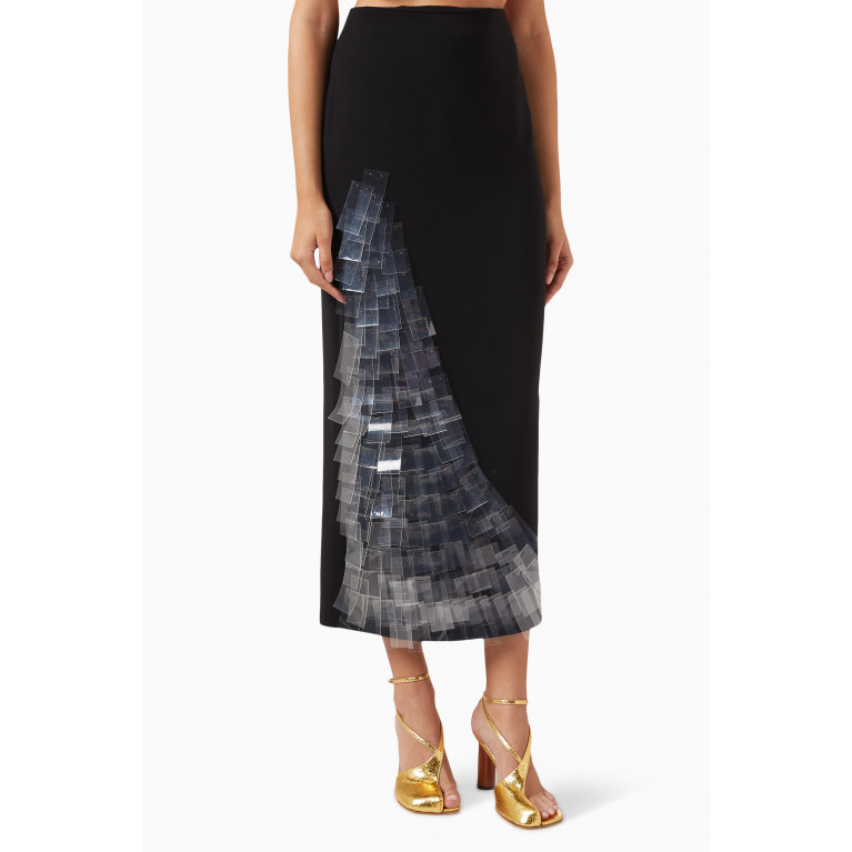 A.W.A.K.E Mode - Embellished Midi Skirt in Satin