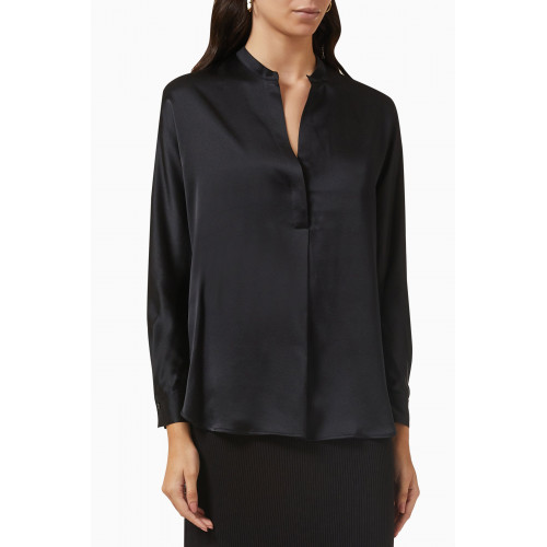 Vince - Band Collar Blouse in Silk Black