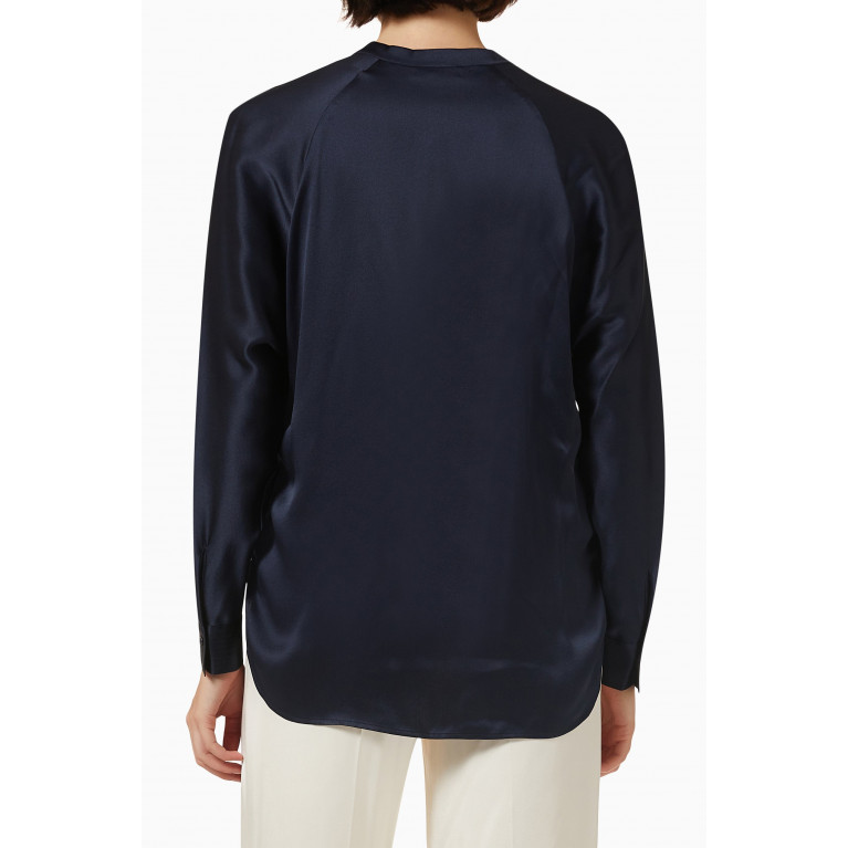 Vince - Band Collar Blouse in Silk Blue