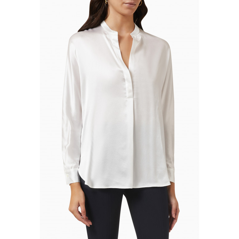 Vince - Band Collar Blouse in Silk White