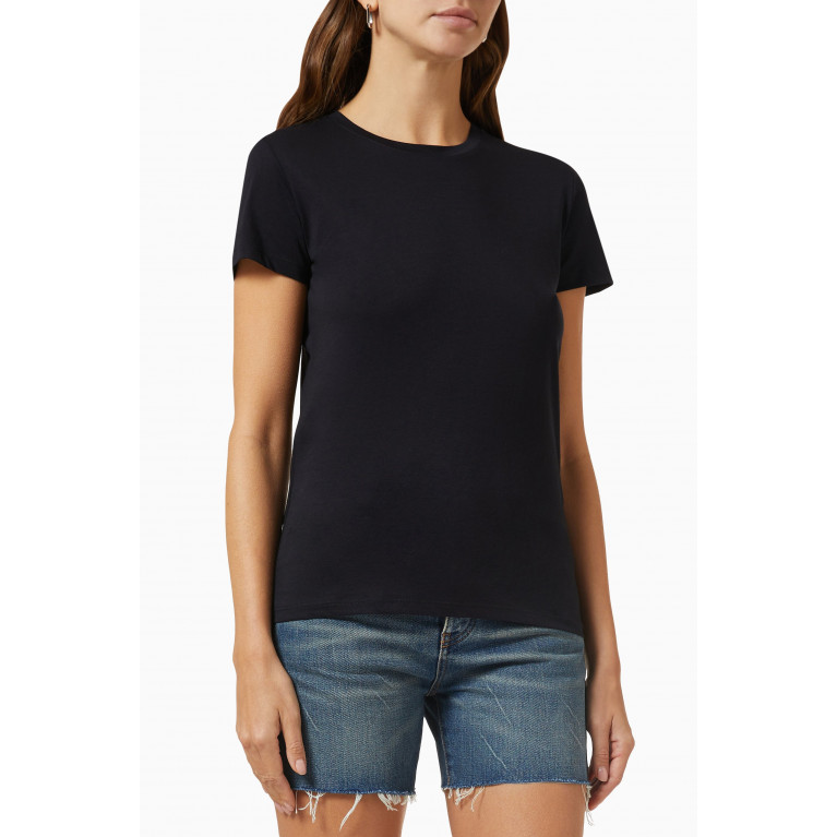 Vince - Wide-sleeve Crop T-shirt in Pima Cotton Black