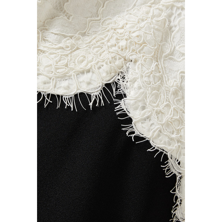 Tadashi Shoji - Bridger Two-tone Collared Gown in Lace & Crêpe