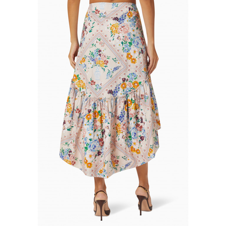 Especia - Pamela Floral Asymmetrical Skirt in Cotton