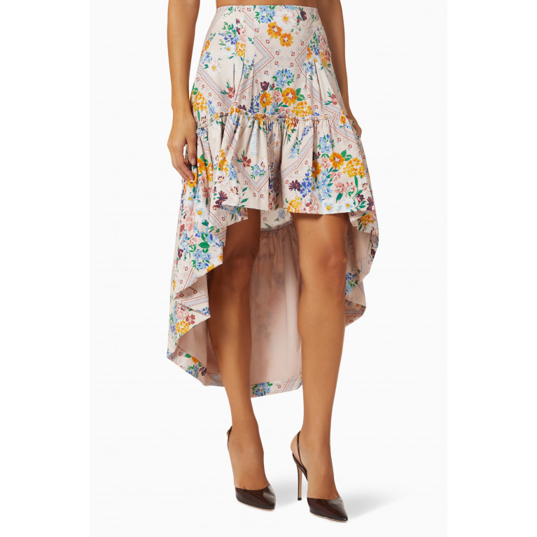 Especia - Pamela Floral Asymmetrical Skirt in Cotton