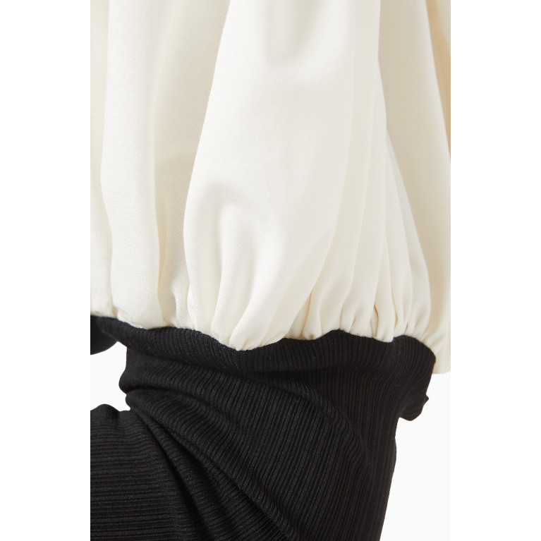 Aaizel - Asymmetrical Puffed Mini Dress in Knit