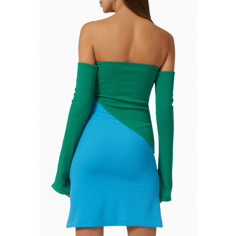 Aaizel - Two-tone Diagonal Mini Dress in Knit