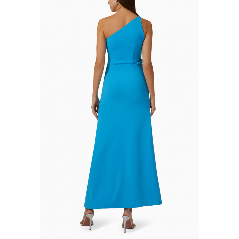 Aaizel - Cut-out One-shoulder Maxi Dress in Knit Blue