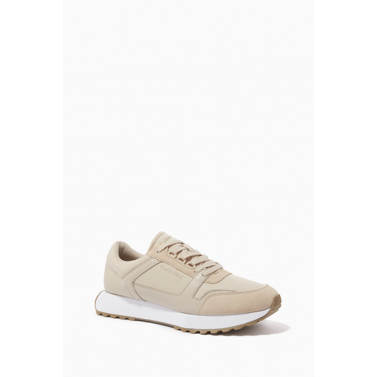 Calvin Klein - Logo Low-top Lace-up Sneaker in Leather Neutral