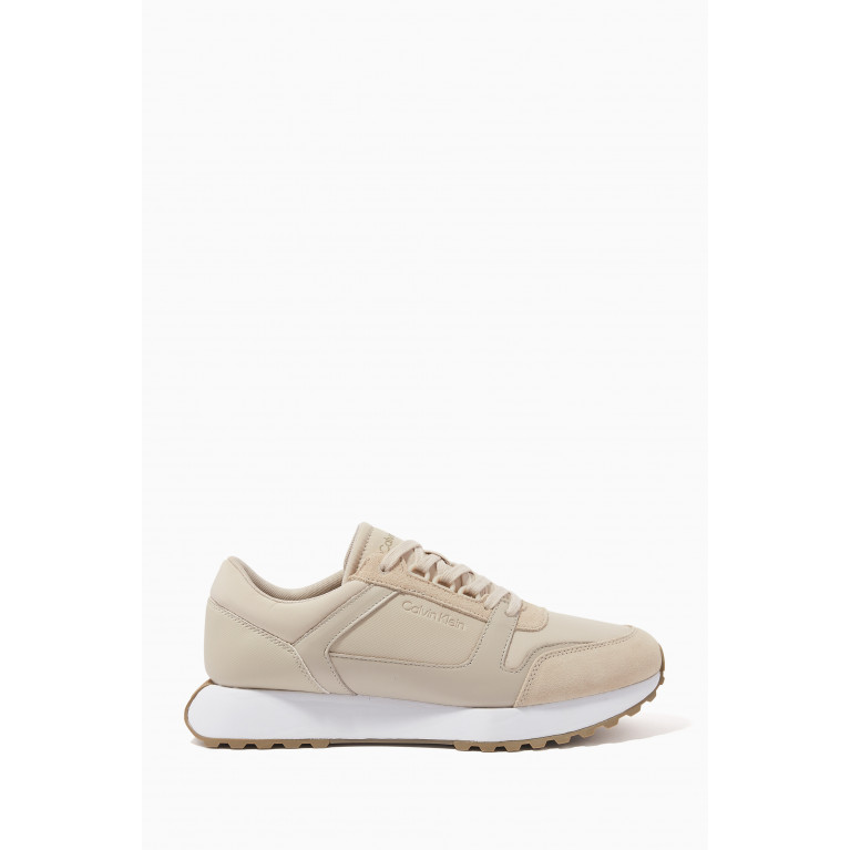 Calvin Klein - Logo Low-top Lace-up Sneaker in Leather Neutral