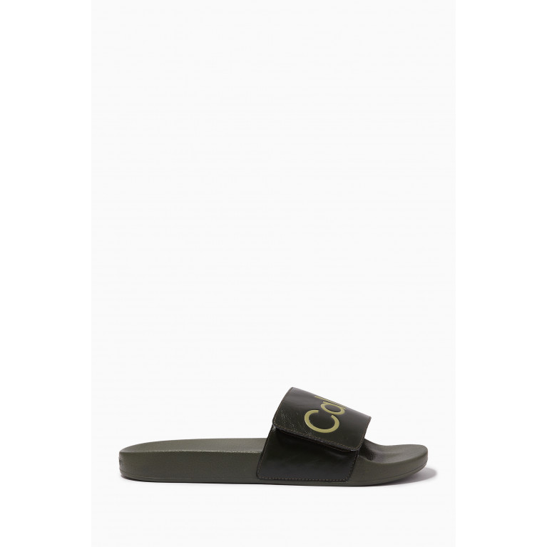 Calvin Klein - Logo Pool Slide Sandals in Recycled Rubber Green