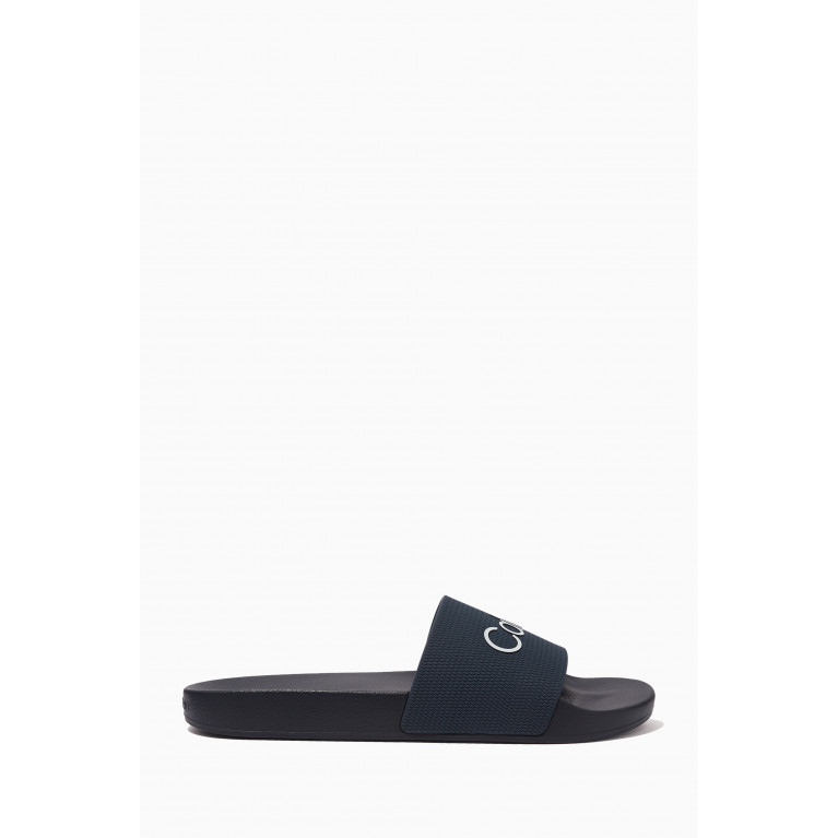 Calvin Klein - Logo Pool Slide Sandals in Recycled Rubber Blue