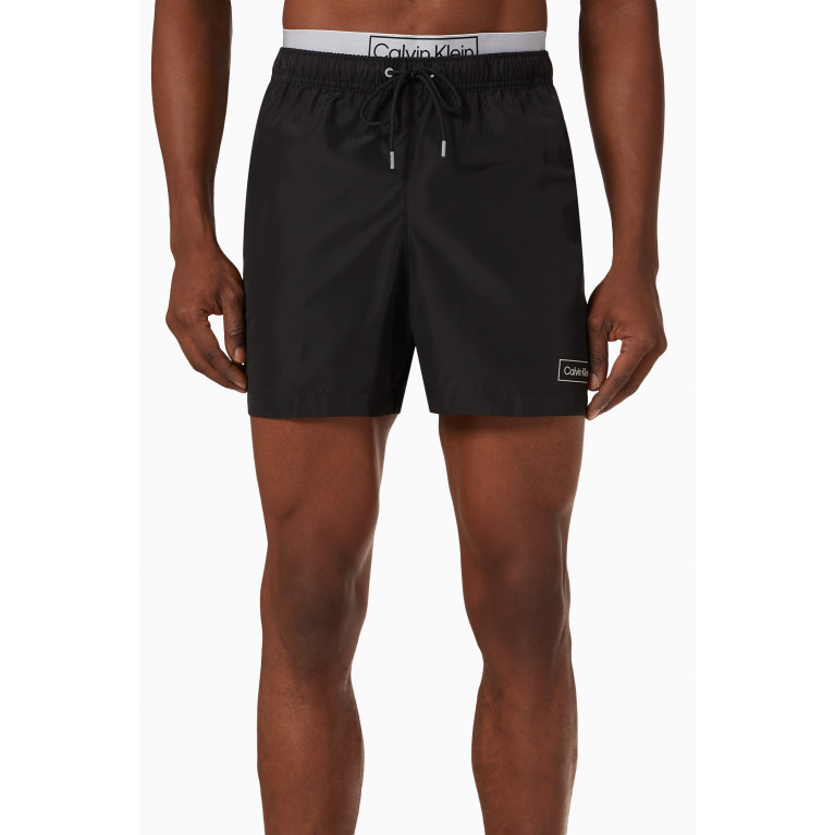 Calvin Klein - Double Waistband Swim Shorts in Recycled Fabric Black
