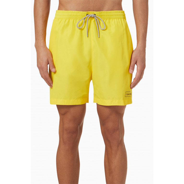 Calvin Klein - Logo Drawstring Swim Shorts in Recycled Fabric Yellow