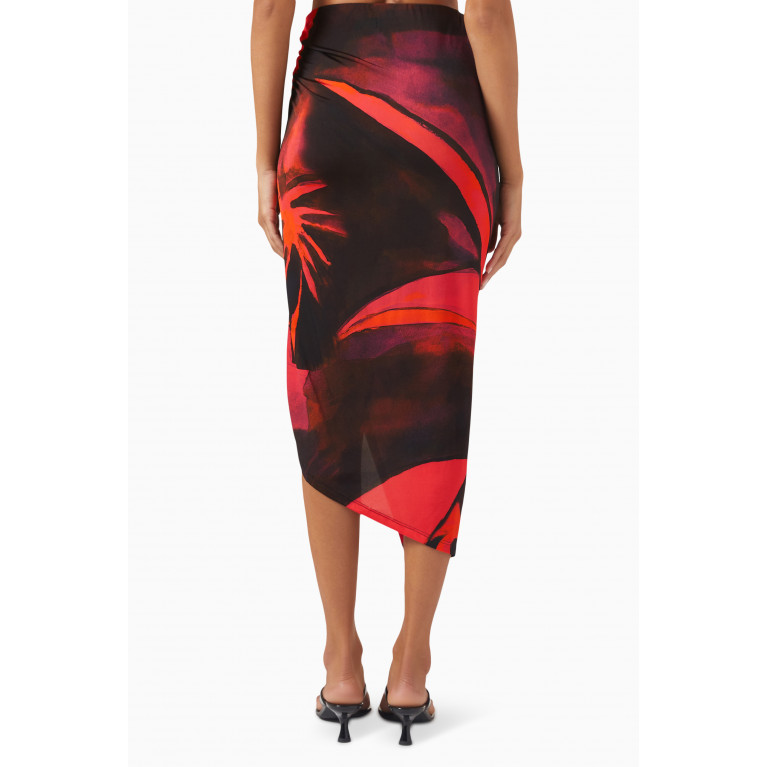 Louisa Ballou - Coastline Gathered Midi Skirt Multicolour
