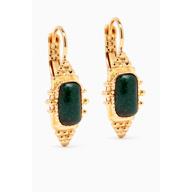 Gas Bijoux - Bo Serti Drop Earrings in Gold-plated Metal Green
