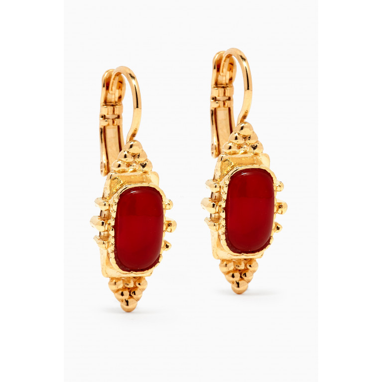 Bo Serti Drop Earrings in Gold-plated Metal Orange