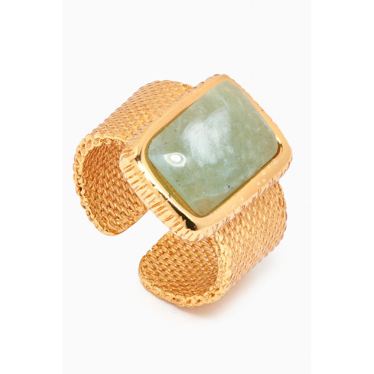 Gas Bijoux - Totem Pierre Ring in Gold-plated Metal Green