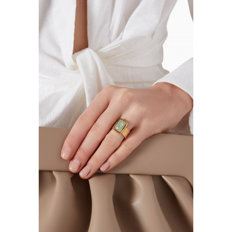 Gas Bijoux - Totem Pierre Ring in Gold-plated Metal Green