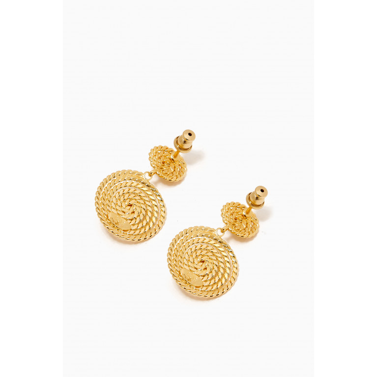 Gas Bijoux - Wire Drop Earrings with Mini Cabachon in Gold-plated Metal