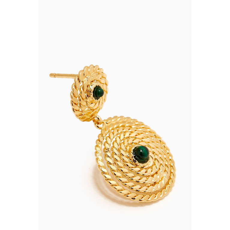 Gas Bijoux - Wire Drop Earrings with Mini Cabachon in Gold-plated Metal