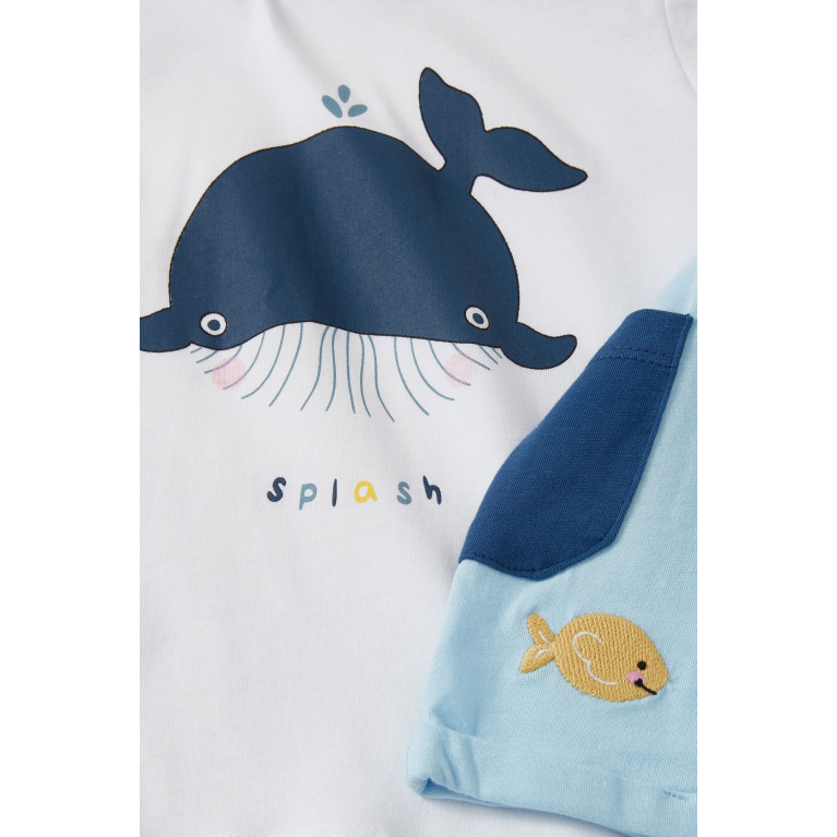 NASS - Whale-print T-shirt & Shorts Set