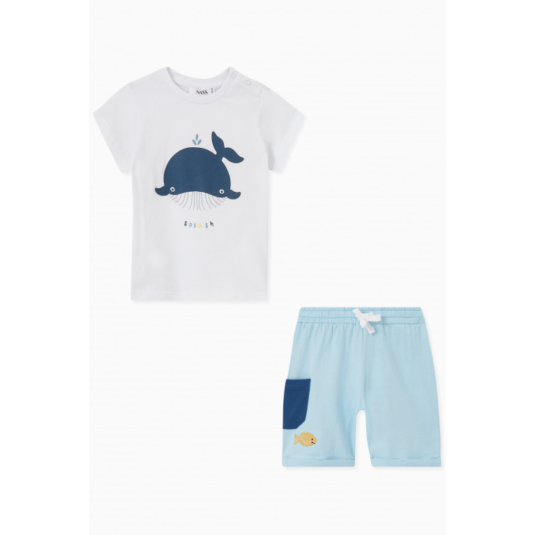 NASS - Whale-print T-shirt & Shorts Set