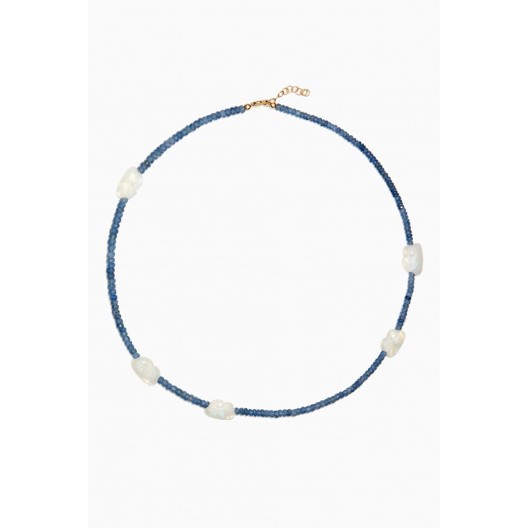 Roxanne First - The True Blue Sky Moonstone Necklace in Blue Sapphire Beads