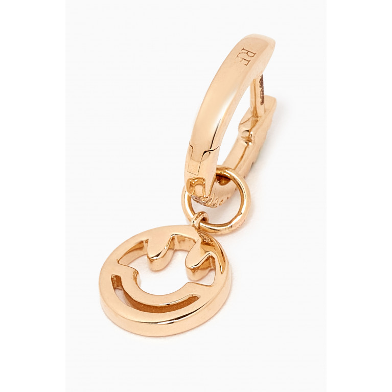 Roxanne First - The Smiley Face Dangly & Diamond Hoop Earring in 14kt Yellow Gold