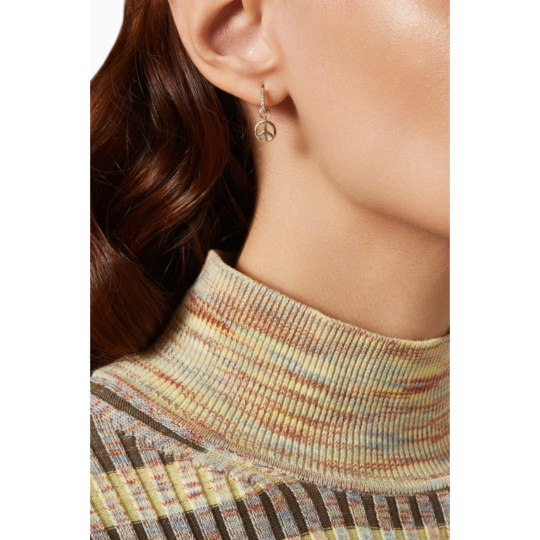 Roxanne First - Peace Dangly & Diamond Hoop Earring in 14kt Yellow Gold