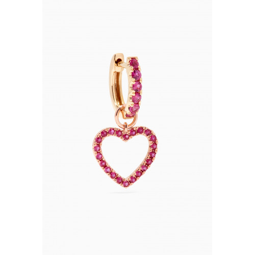 Roxanne First - Joanie's Pink Sapphire Heart Dangly & Hoop Earring in 14kt Rose Gold